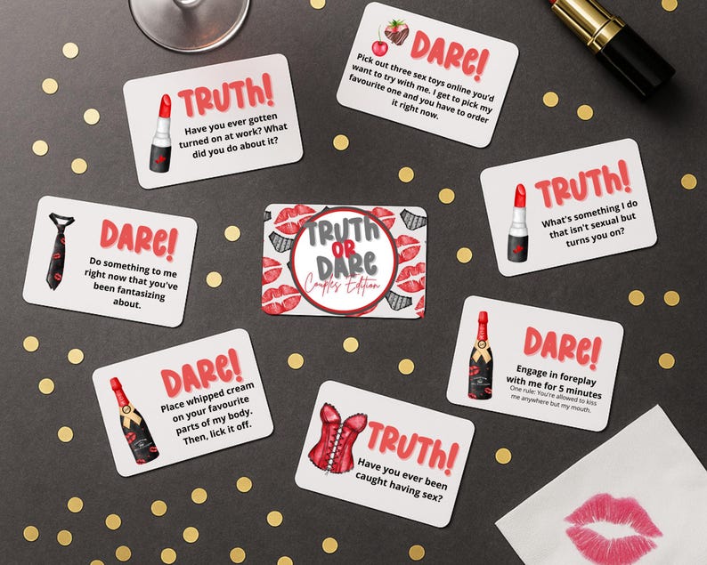 Couples Truth or Dare Cards – Adult Party Game, Fun Date Night, 3x2 Printed Pack zdjęcie 1