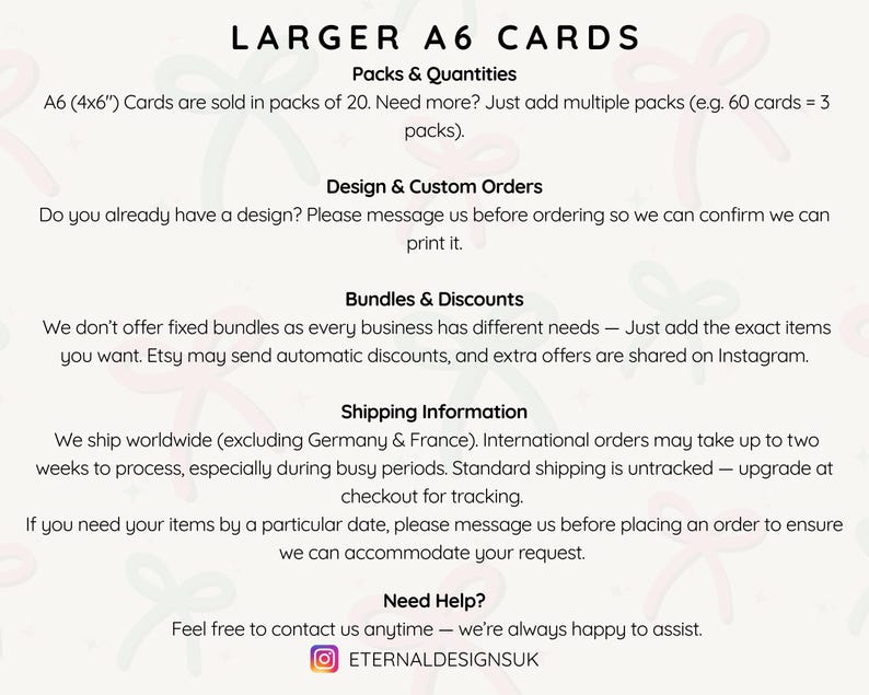 Larger A6 Cards