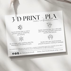 Carte d'entretien imprimée en 3D A6, lot de 20 - Instructions imprimées pour les fabricants, les artisans et les petites entreprises