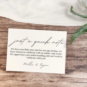 Nota de boda: No se admiten niños para bodas, compromisos, aniversarios y eventos. Paquete de 30, 3 x 2 pulgadas.