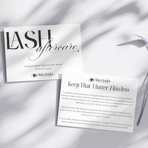 Lot de 20 cartes A6 pour soins des cils recto-verso – Informations client imprimées pour les professionnels de la pose de cils, les salons de coiffure et les esthéticiennes
