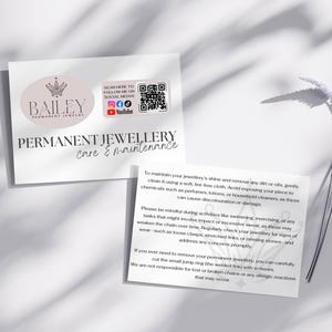 Lot de 20 cartes d'entretien de bijoux permanentes recto-verso A6 - Informations imprimées pour les salons de coiffure, les fabricants et les petits emballages professionnels