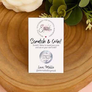 Scratch cards fully custom & can be personalised with logo, social media etc, printed (30 pack)
