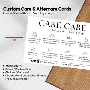 Cake Care Card – A6 Printed Safety & Warning Instructions – Pack of 20 - Single or Double sided image 7
