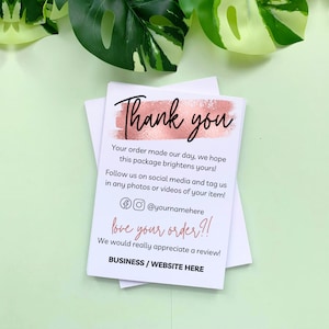 Thank you cards custom & can be personalised with social meida etc, printed business cards (20 pack) - Large A6 size