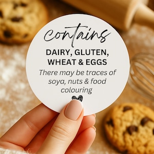 Ingredients, allergy or filling sticker, Circular labels for small business packaging & box sealing - Various sizes