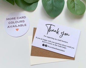 White or brown thank you cards custom & can be personalised with social meida etc, printed business cards (30 pack)