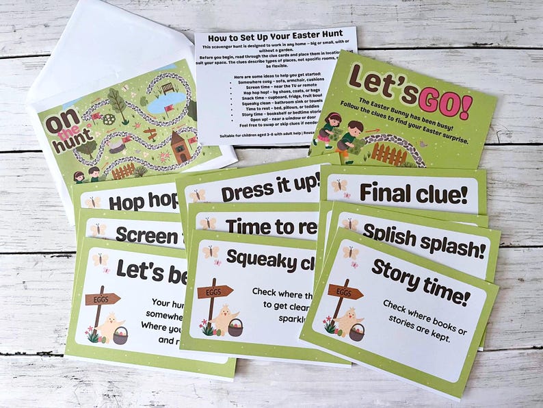 Easter Scavenger Hunt for Kids | Easter Egg Clue Cards | Family Game & Indoor Activity image 3