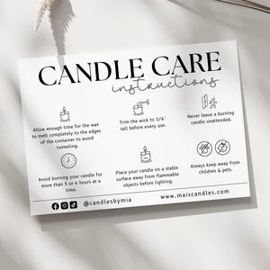 Scheda per la cura delle candele, Scheda di sicurezza e informazioni per artigiani e produttori di candele - Scheda stampata - A6 (confezione da 20)
