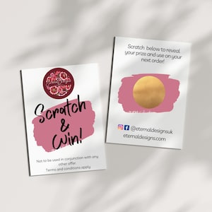 Cartes à gratter recto-verso entièrement personnalisées et pouvant être personnalisées avec le logo, carte sociale, etc., cartes de visite/de remerciement imprimées (paquet de 30)