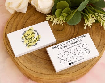 Tarjetas de fidelización totalmente personalizables que se pueden personalizar con logotipo, redes sociales, etc., impresas (paquete de 30)