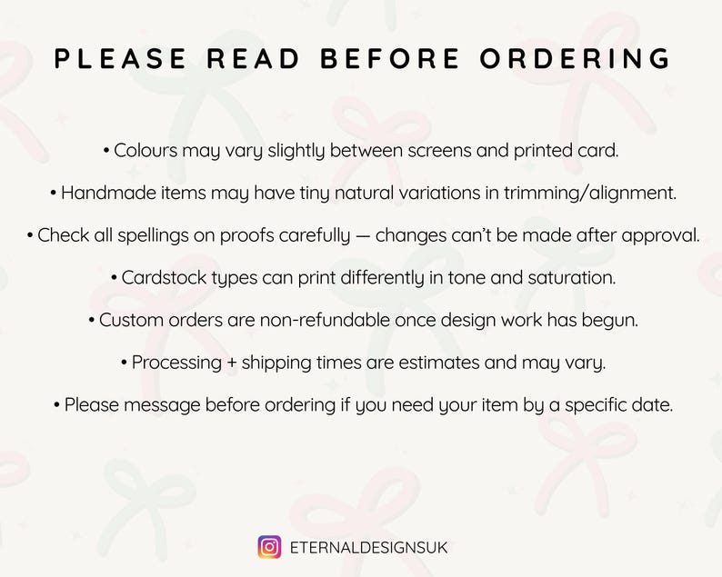 a sign that says please read before ordering