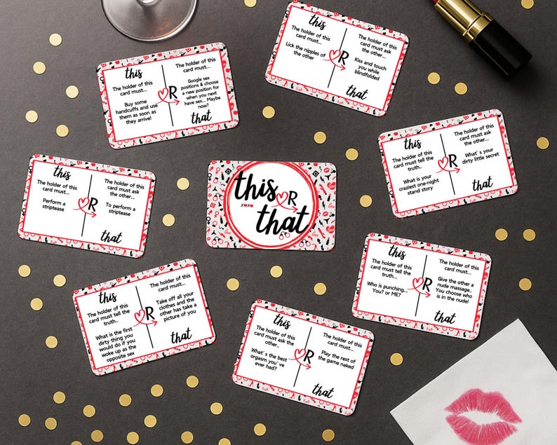 Cartas de juego "Parejas sucias": juego de beber para adultos, regalo romántico, paquete mini de 3x2 imagen 1