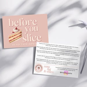 Lot de 20 cartes d'entretien pour gâteaux recto-verso A6 – Instructions imprimées pour les boulangers, les pâtissiers et les petites entreprises