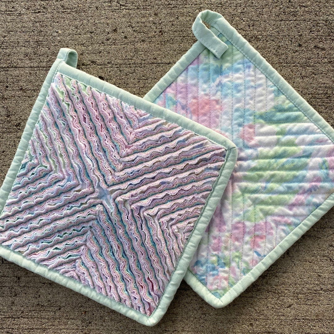 Spring Pot Holders, Chenille Hot Pads, Spring Colors, Home Made