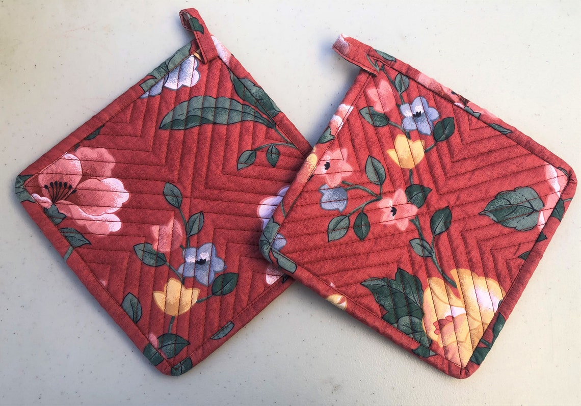 Chenille PotHolders Salmon Homemade Hot Pads Pot Holders Etsy