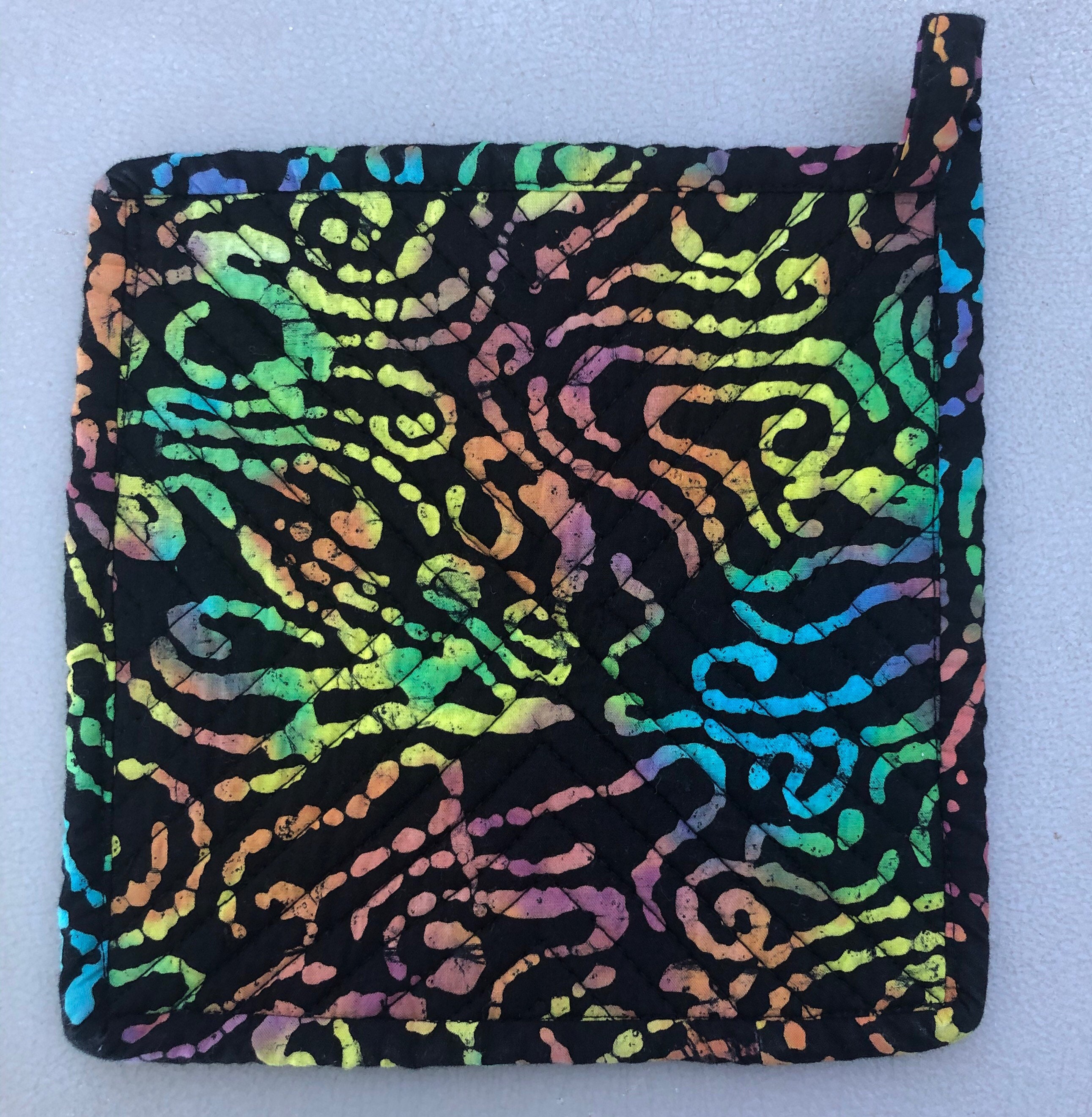 Black and Colorful Chenille Pot Holders Homemade Hot Pads Etsy UK