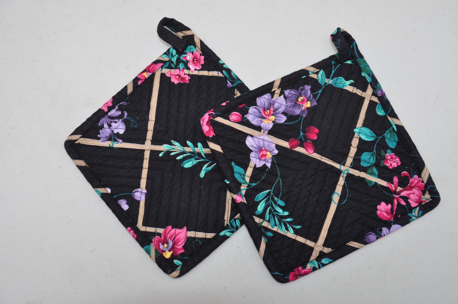 2 Chenille Pot Holders Homemade Hot Pads Pot Holders Etsy