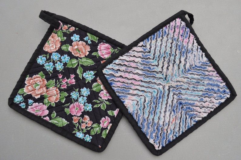 2 Chenille Pot Holders Homemade Hot Pads Pot Holders Etsy