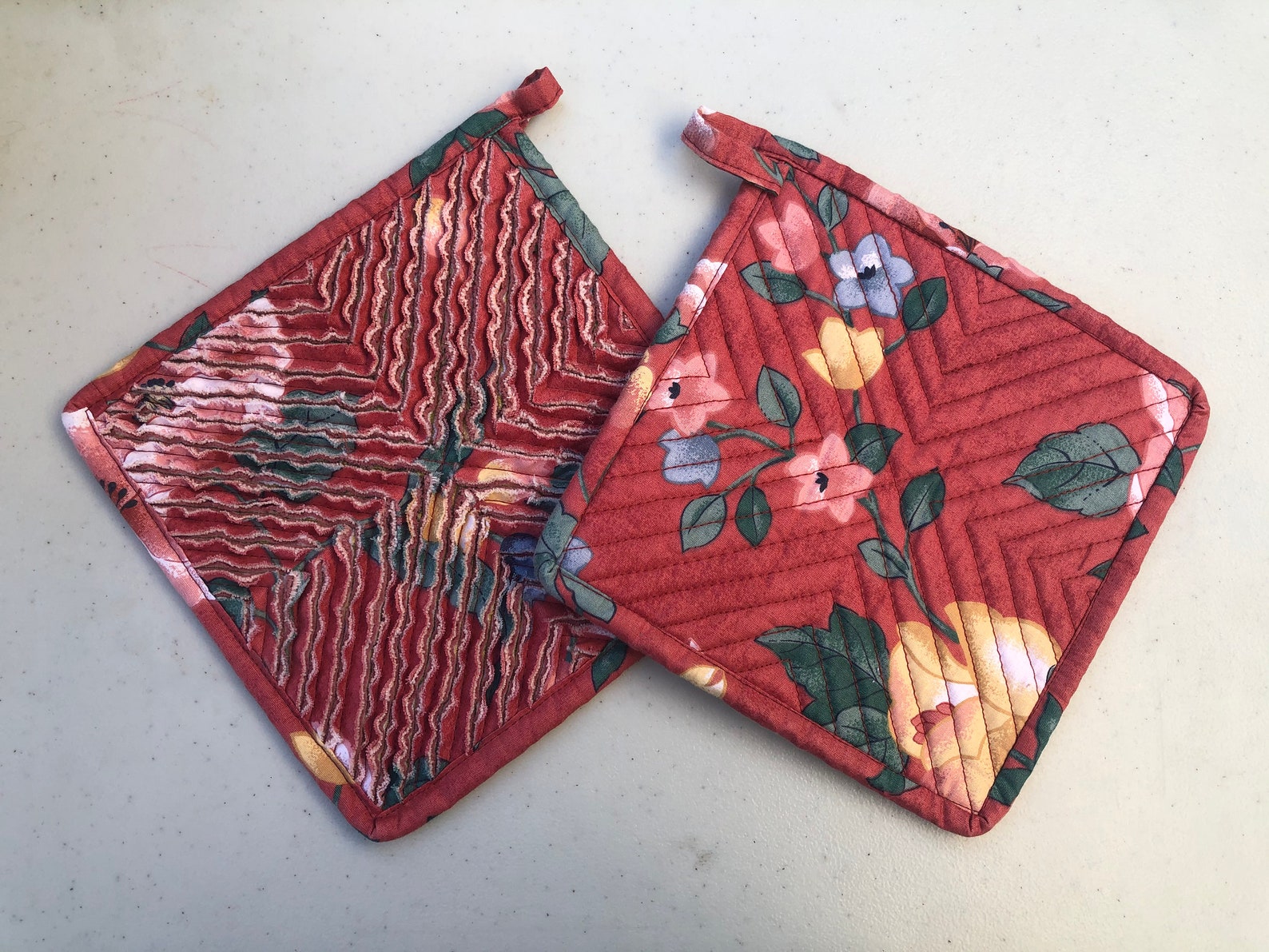 Chenille PotHolders Salmon Homemade Hot Pads Pot Holders Etsy