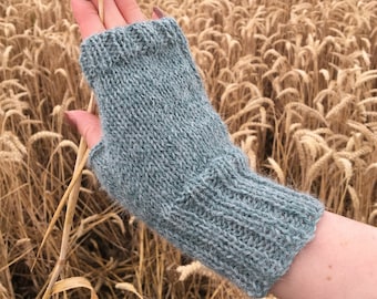 Alpaca wool fingerless gloves - merino wool wrist warmer- gift for her- stocking filler gift