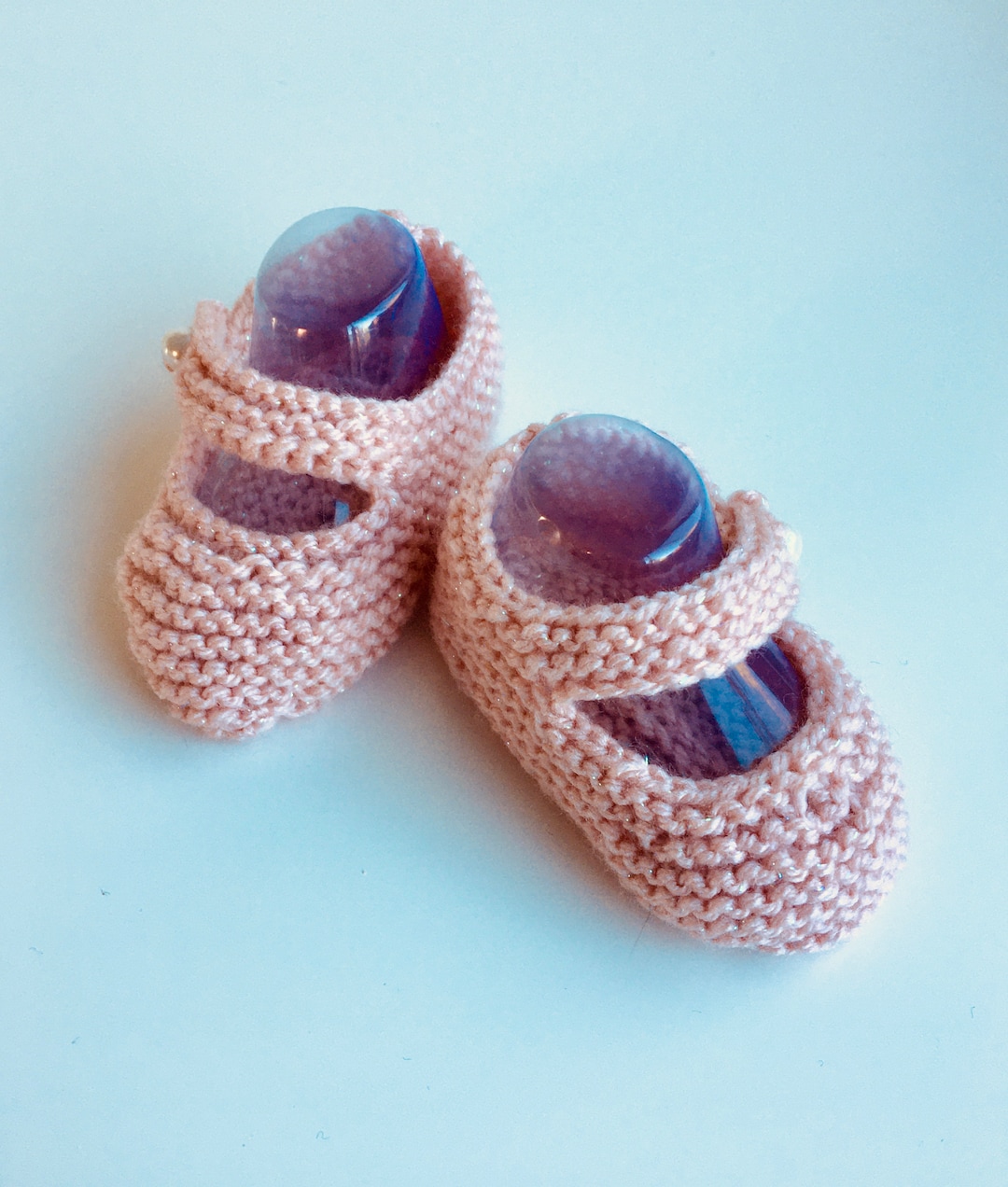 Pink Knitted Baby Girl Shoes Sparkly Mary Jane Pram Shoes Gift for Baby ...