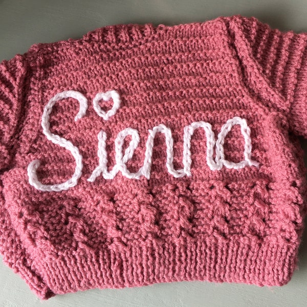New born personalised baby name cardigan-personalised childrens clothes -6-9 mths kids name knits-custom cardigan-coming home outfit-toddler