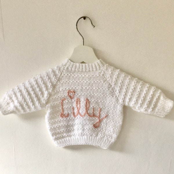 Baby personalised knitted name jumper-coming home outfit-newborn 3-6,6-9 month-toddler name knits-gift for baby-custom kids name knits