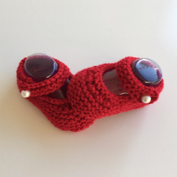 Hand Knitted red wool baby shoes-Christmas baby toddler ballet shoes-Mary Janes pram shoes-personalised baby clothes