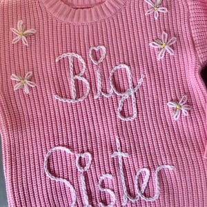 Personalised big brother little brother jumper-custom baby name hand embroidered kids sweater-big sister little sister baby announcement