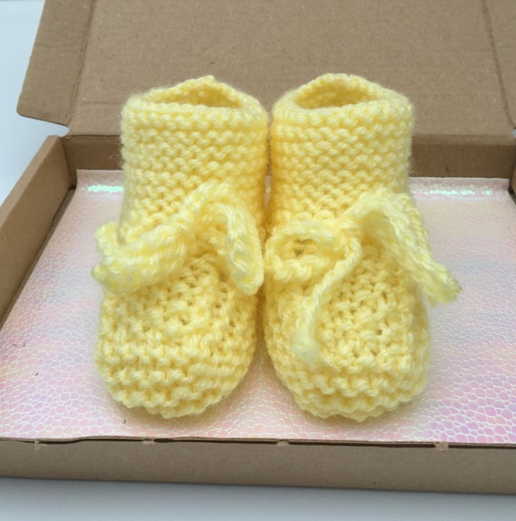 Wool Baby Socks Yellow Baby Booties Knitted Wool Baby Booties Gift