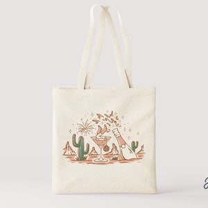 DESERT DISCO COWGIRL-Tote Bag, Western, Retro, Vintage, Disco Cowgirl, Canvas Tote Bag, Tote, Gifts For Women, Unique Gifts, Bridesmaid Tote