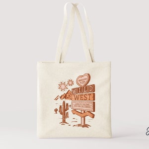 WILD WEST - Tote Bag, Western, Retro, Vintage, Canvas Tote Bag, Tote, Gifts For Women, Unique Gifts, Bridesmaid, Canvas Tote Bag, Retro Tote
