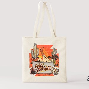WILD BANDITA – sacola, ocidental, retrô, vintage, boho, sacola de lona, sacola ocidental, sacola, bolsa, presentes para mulheres, presentes exclusivos, sacola de deserto