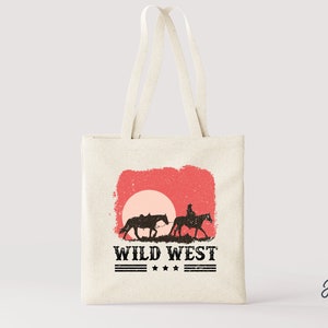 WILD WEST – sacola, sacola ocidental, retrô, boho, vintage, sacola de lona, sacola, oeste selvagem, country, cowboy, presentes para ela, presentes exclusivos
