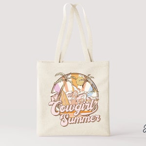 COWGIRL SUMMER - Tote Bag, Retro, Western, Vintage, Canvas Tote Bag, Tote, Cowgirl, Cowboy, Gifts For Women, Unique Gifts, Bag, Western Bag