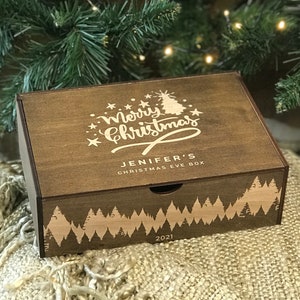 Christmas Eve Box - Personalized Wooden Christmas gift for Him, Her. Xmas Gift for boyfriend, girlfriend, couples, women, men, mom, dad