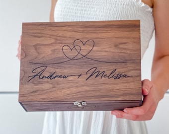Personalized Memory Wooden Keepsake Box Valentines Day Wedding, Engagements gift for Him, Her, Boyfriend, Girlfriend, Couples, Anniversary