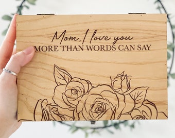 Mamá, Regalo de cumpleaños, Regalo del día de las madres de hija, hijo, marido, niños personalizados - Memoria, Madera, Caja de recuerdos, Caja de madrastra familiar de regalo