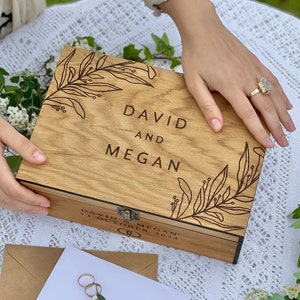 Caja de recuerdo de madera personalizada: regalo para él, ella, novio, novia, pareja, aniversario para hombres, tarjeta de boda, caja de madera, caja de regalo