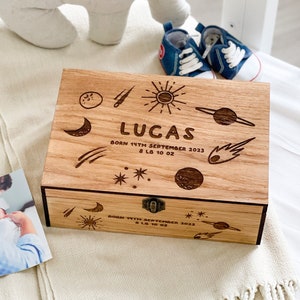 Neugeborenen Baby Jungen, Baby Mädchen Geschenk, Erster Geburtstag, Weihnachten, Baby-Dusche-Geschenk - Memory, Holz, Baby, Erinnerungsbox, Geburtstagsboxen