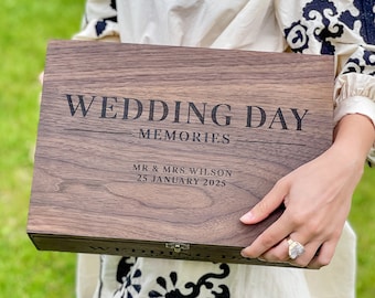Wedding Engagement gift for couples Personalized Wooden Memory Keepsake Card box Christmas Gift for Bride Groom Wife Him Her Wedding CardBox