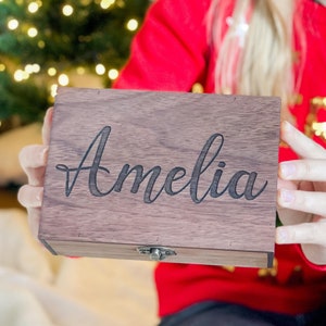 Caja de madera con forma de recuerdo, regalo personalizado de Navidad para novia, mamá, mujer, niña, hermana, mejor amiga, regalo de aniversario de cumpleaños de la novia