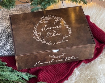 Boyfriend Christmas Gift for Girlfriend, Him, Her, Couples - Wooden Keepsake Memory Box