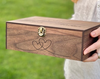 Memoria personalizada de madera recuerdo Stash Lock Box regalo de boda para él, ella, regalo para novio, novia, parejas, aniversario mujeres hombres