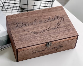 Wedding, Engagement gift for couples - Personalized, Wooden, Memory, Keepsake box, Card box for wedding, Custom wedding party gifts