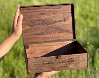 Personalized Memory Wooden Keepsake Stash Lock Box Wedding gift for Him, Her Valentine Gift Box for Boyfriend Girlfriend Couples Anniversary