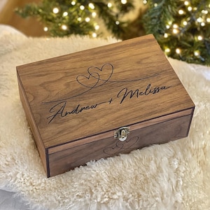 Valentines Day gift for Boyfriend, Girlfriend, Him, Her, Anniversary Engagement Couples Personalized Custom Wooden Memory Keepsake Gift Box