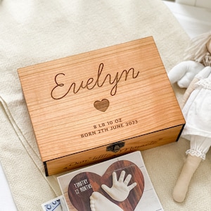 Nuevo bebé niño, niña, regalo de baby shower, regalo de niño recién nacido, regalo de niña, regalo de Navidad - Caja de recuerdo, de madera, para bebé, cajas para el primer cumpleaños