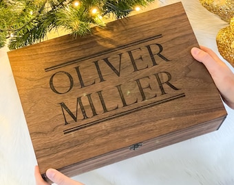 Personalized wooden name box for memories, keepsake - Christmas Gift, present for Him, Boyfriend Boy Guy Groomsmen Groom Friend for Birthday